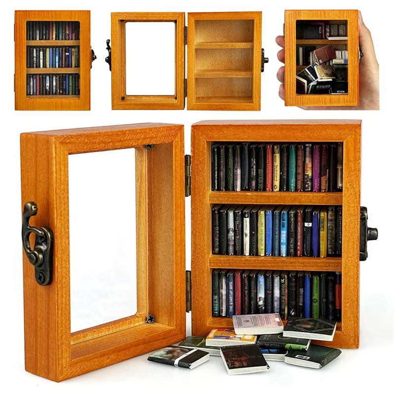 ABKY-Anxiety Bookshelf رف كتب صغير زخرفة رف كتب مصغر يهز مكتبة كتاب القلق الخاصة بك مع 60 قطعة كتب صغيرة #4