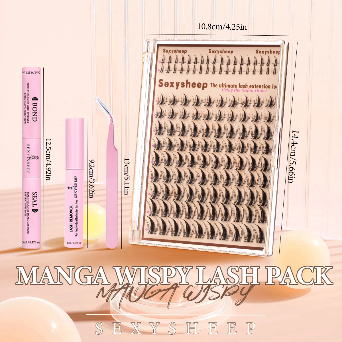 DIY Wimperncluster Manga Einzelwimpern Wispy Wimpernverlängerungsset Natur mit Wimpernbindung und Dichtungsentferner Wimpernpinzette