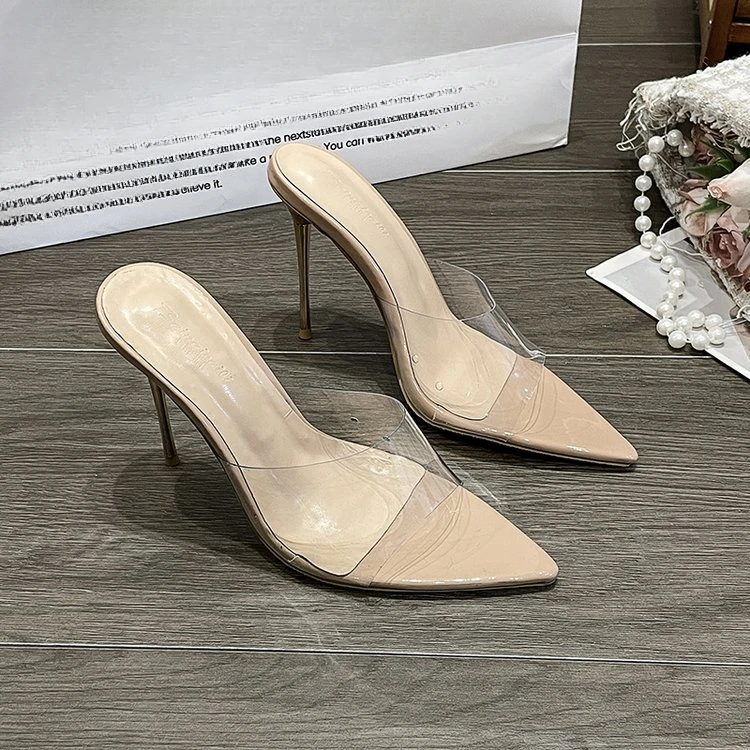 New Summer Transparent PVC Pointy Stiletto Heels for Women Indoor Sapatilas Mujer Simple Party Single Shoes Zapatos De Mujer