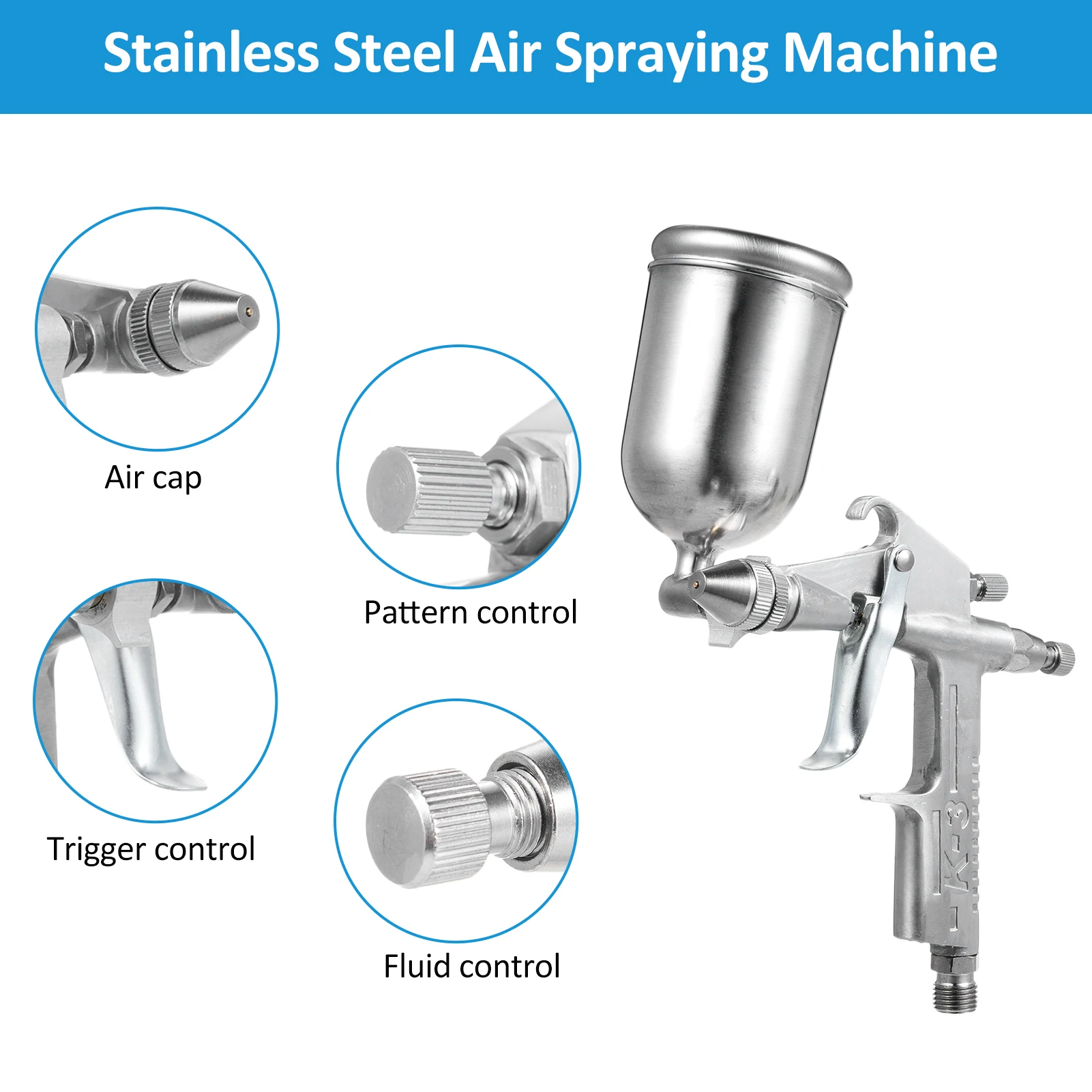Mesin Semprot Mini Nozzle 0.5mm Kapasitas 150cc Cup Gravity Feed Mesin Semprot Cat Rumah Otomotif Alat Pengecatan Tekanan Rendah