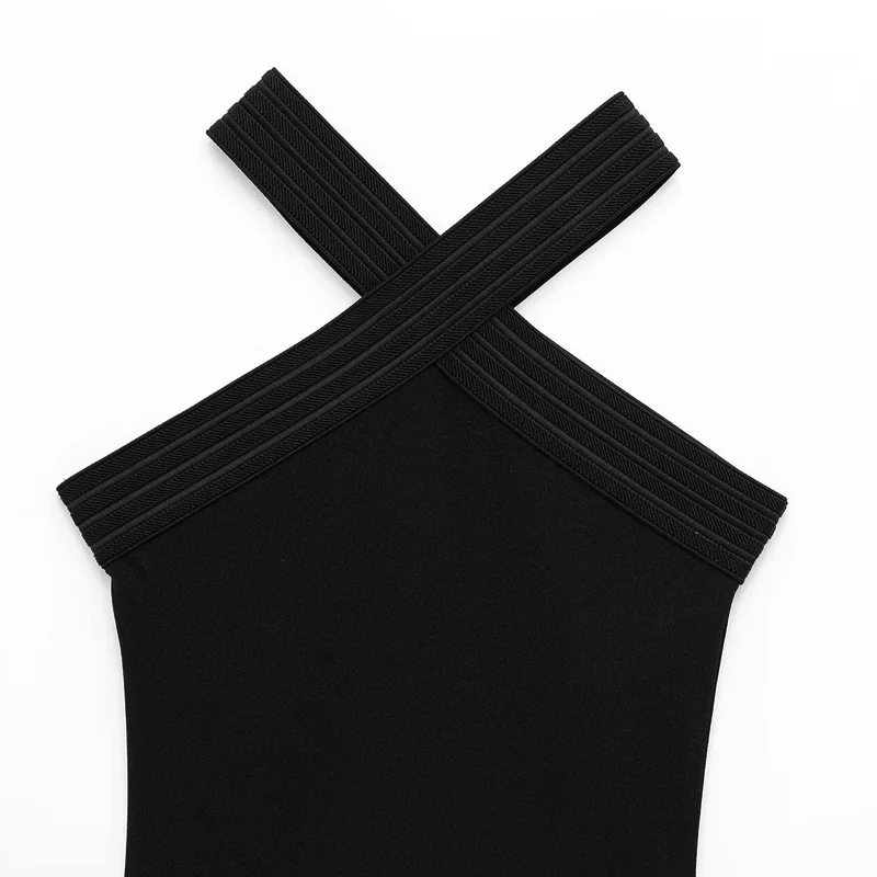 HXAO Halter Black Dress Womens Dresses Summer Sexy Bodycon Backless Short Dresses Woman Sleeveless Corset Elastic Vestidos 066