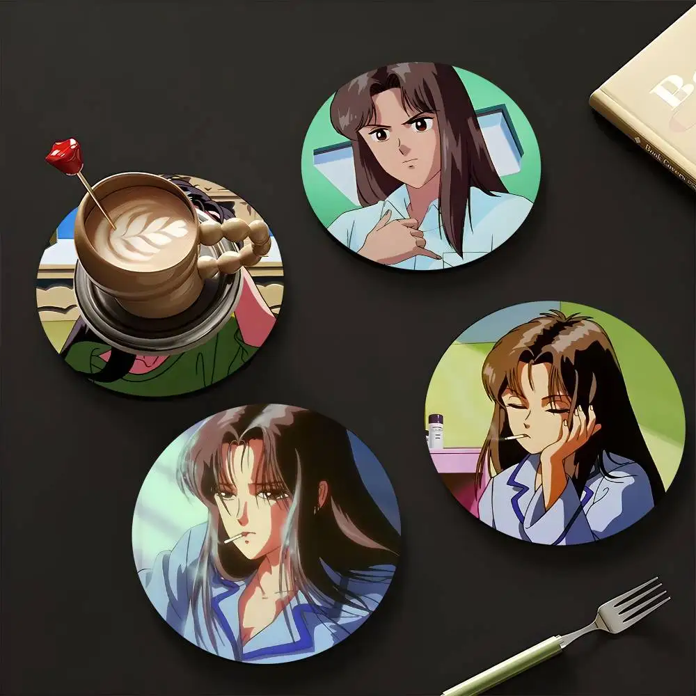 1pc Atsuko Urameshi Anime Characters Wooden Coaster Colour Printing Cup Mat Home Desk Decoration Gifts