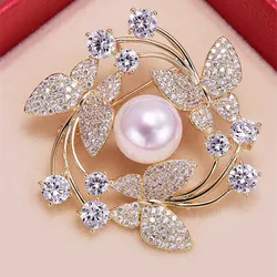 Exquisite Vintage Women Men Classic Butterfly Flower Pearl Brooches Jewelry Fashion Elegant Coat Suit Crystal Pins