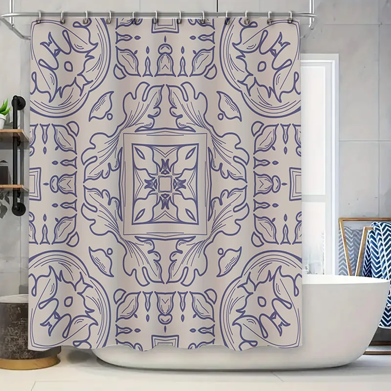 

Сине-белая керамическая плитка для душа с винтажным узором, декоративные аксессуары для ванной комнаты