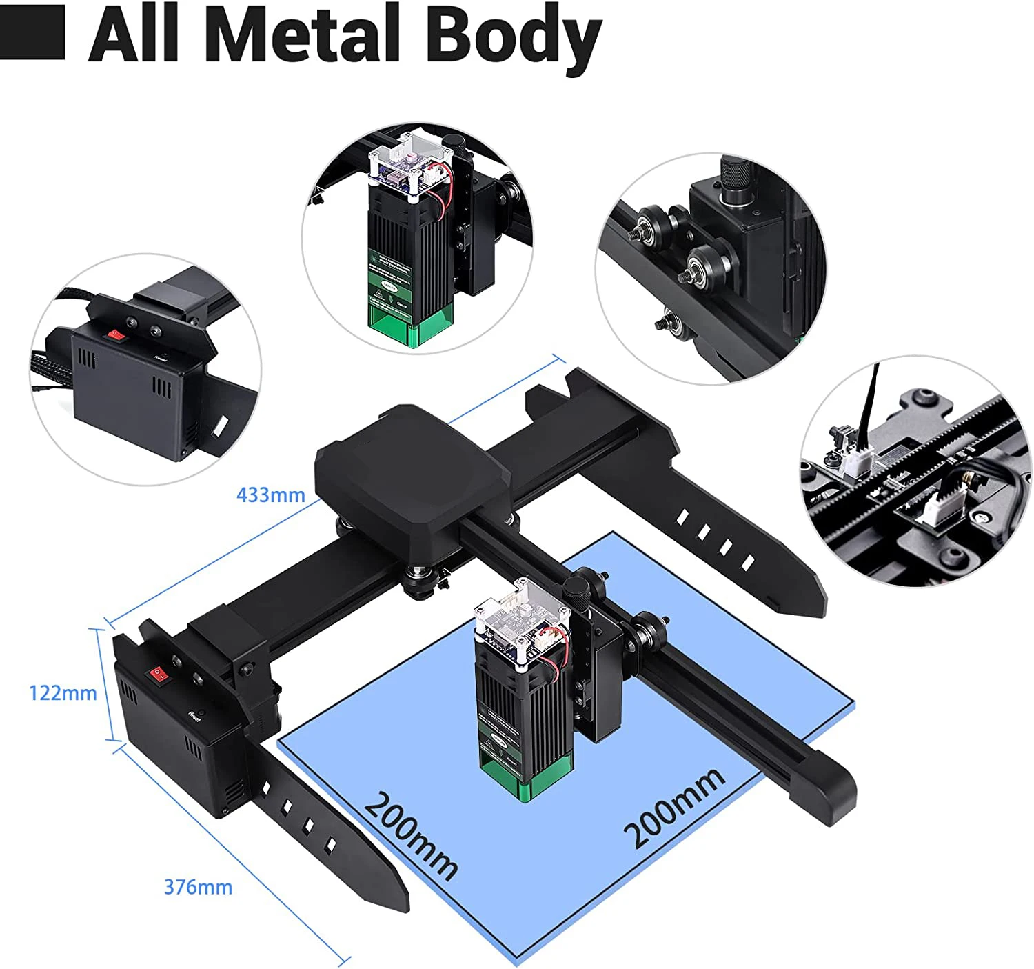 200 X 200mm Laser Engraver Machine For Cutter Carver DIY Logo Marker Printer Support Windows Mac IOS Android