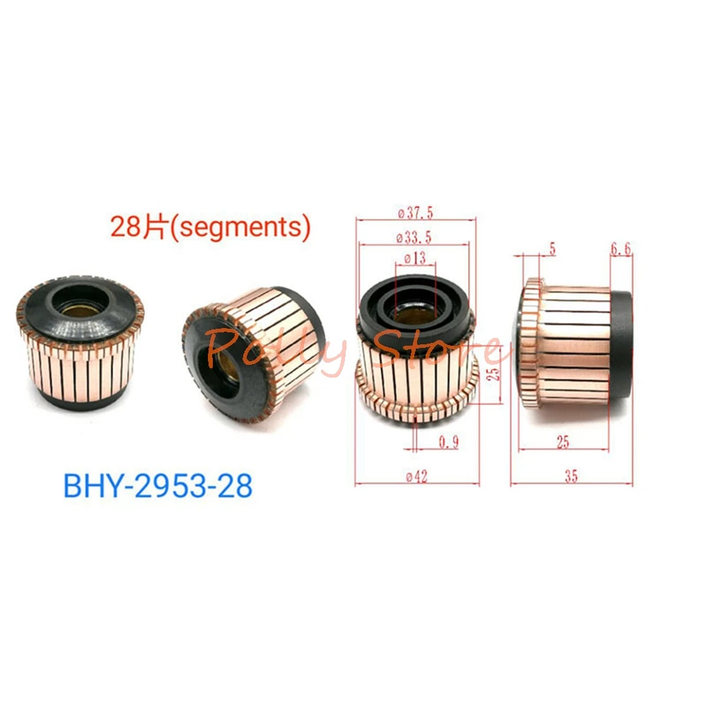 

5pcs 37.5*13*25(35)*28P Copper Bars Alternator Electric Motor Commutator Groove Type BHY-2953-28 Suit for 180 230 Angle Grinder