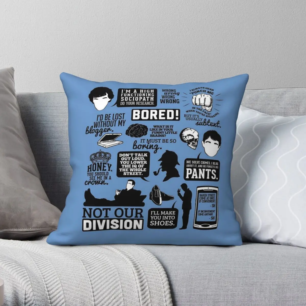 Sherlock I'D Be Lost Without My Blogger Square Pillowcase Polyester Linen Velvet Printed Zip Room Cushion Case Wholesale 45x45