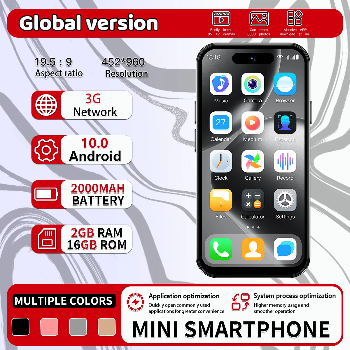 ONEMYTH Soyes Mini Smartphone | 4.0-inch+Dual SIM Dual Standby+2000mAh Battery, Outdoor Phone for Elderly and Children