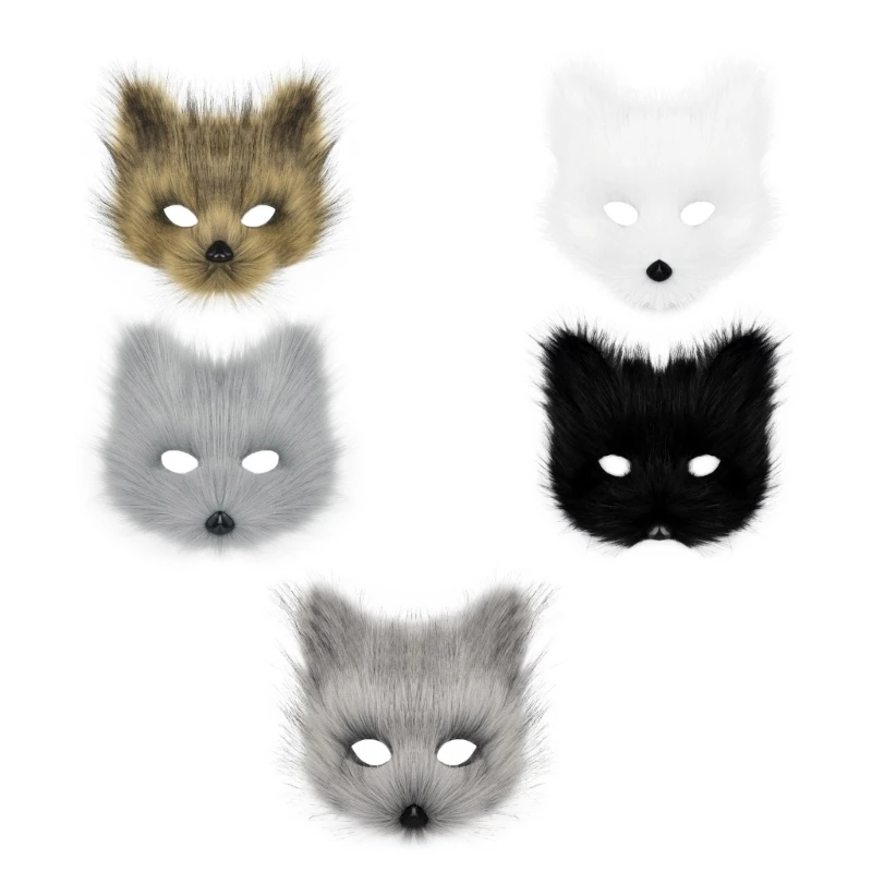 Animal Mask Foxes Mask Plush Mask Animal Mask Half Face Mask Wolf Mask for Party