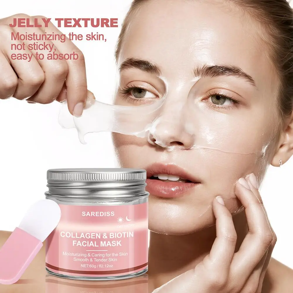 Collagen Overnight Wrapping Peel Off Facial Mask 60g Collagen Night Wrapping Mask Deeply Hydrates Night Care Mask Cream