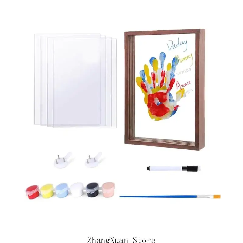 Künstlerisches DIY-Handabdruck-Set mit Holzrahmen, Andenken für Paare, Familien, Kinder, 3 x – Detail 5