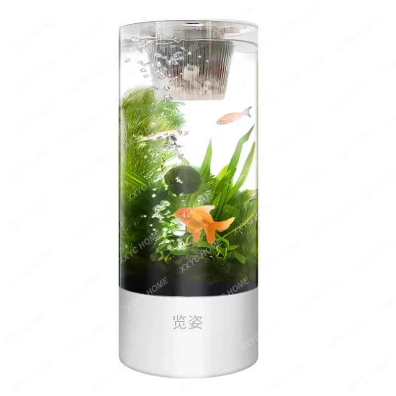 

Vertical Cylindrical Transparent Fish Tank Change Water up and down Filter Desktop Energy-Saving Small without Pipe Fittings