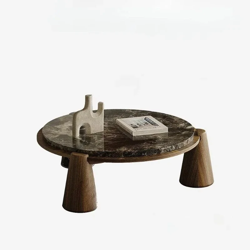 

Natural marble coffee table living room set with stable rock wood