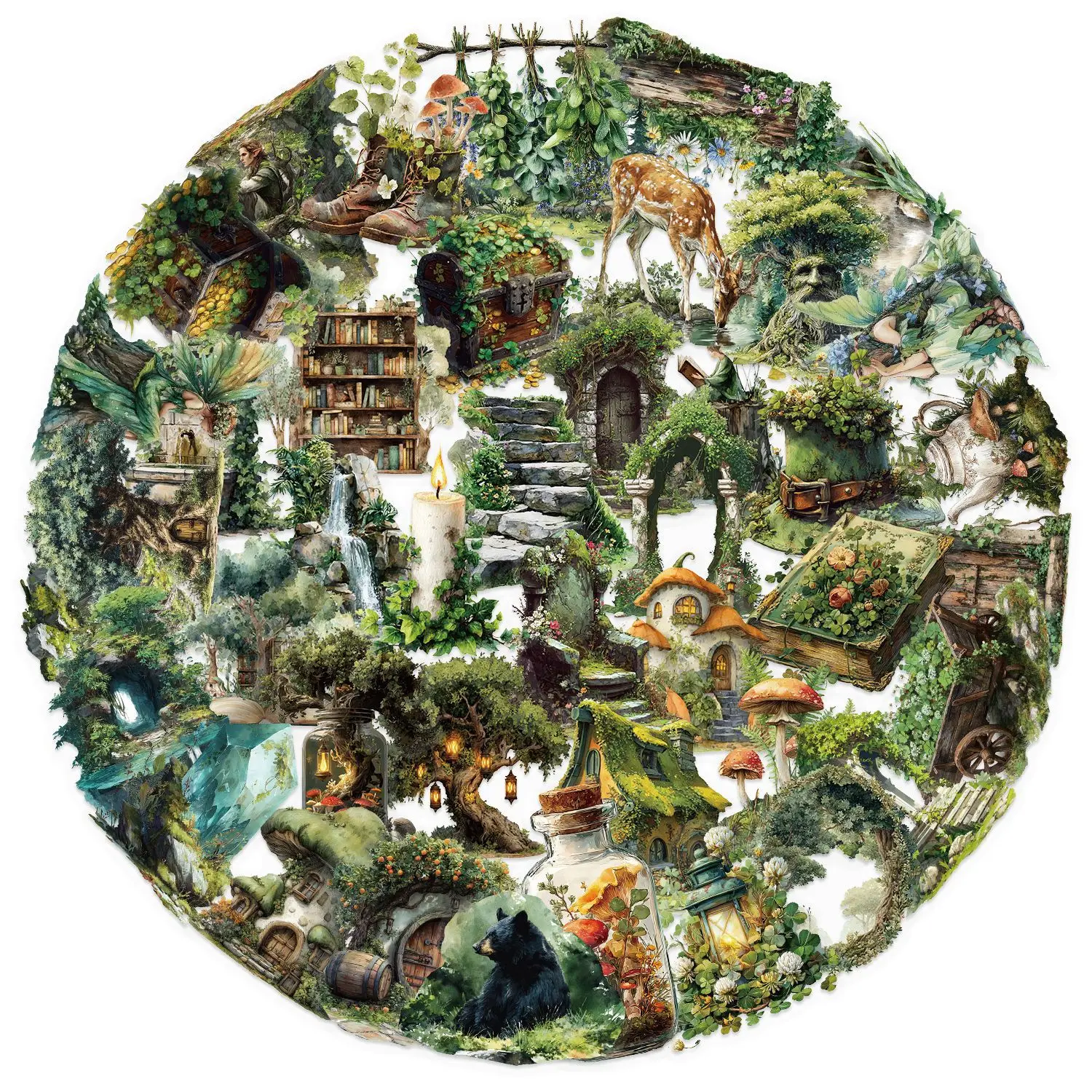 50 Uds. De pegatinas de bosque verde, calcomanías de grafiti transparentes creativas impermeables, decoración DIY, juguetes para niños, equipaje, teléfono, portátil, guitarra