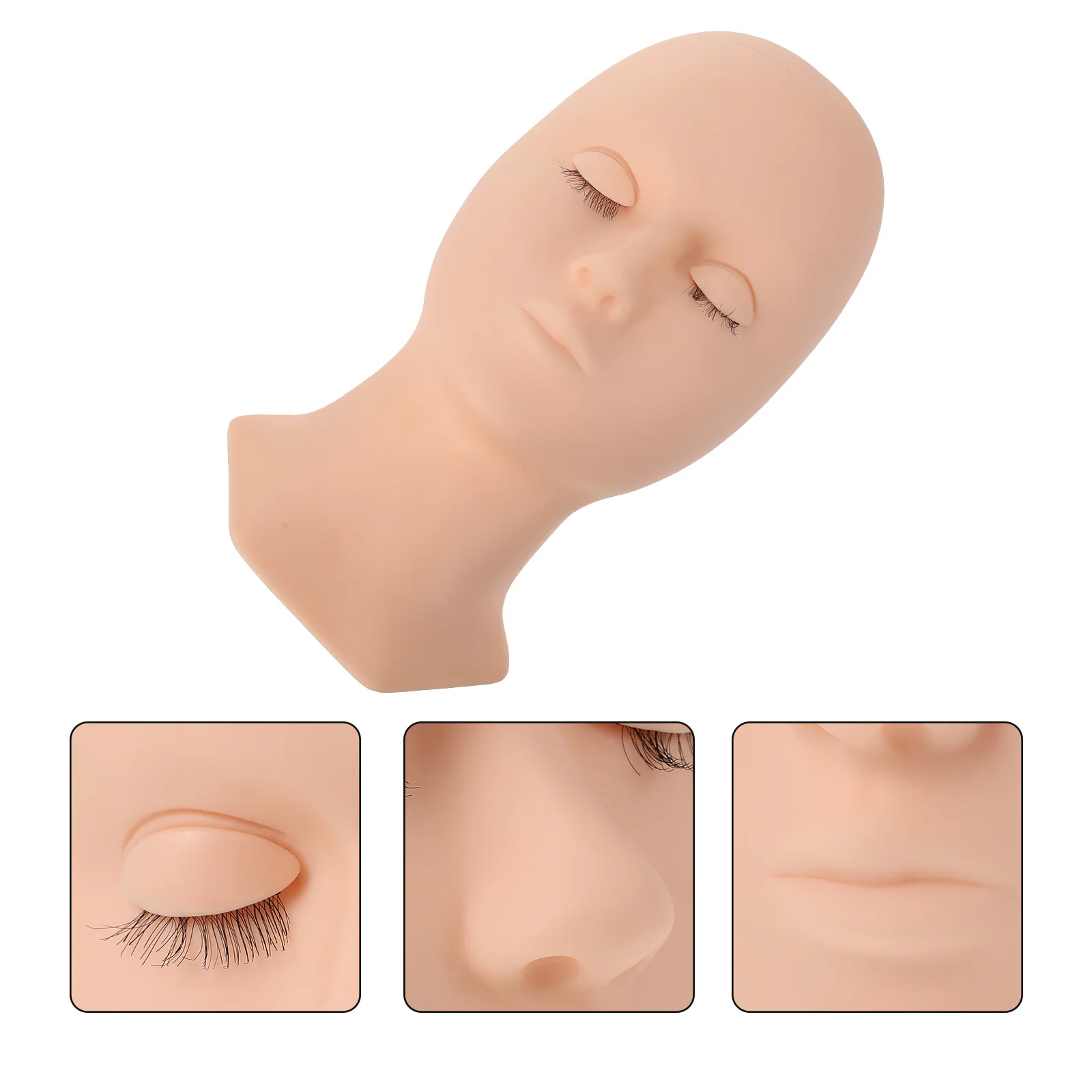 

Silicone Human Head Eyelash Extension Mold Detachable Beauty Pink Display Model for Makeup Practice Facial Massage Braid