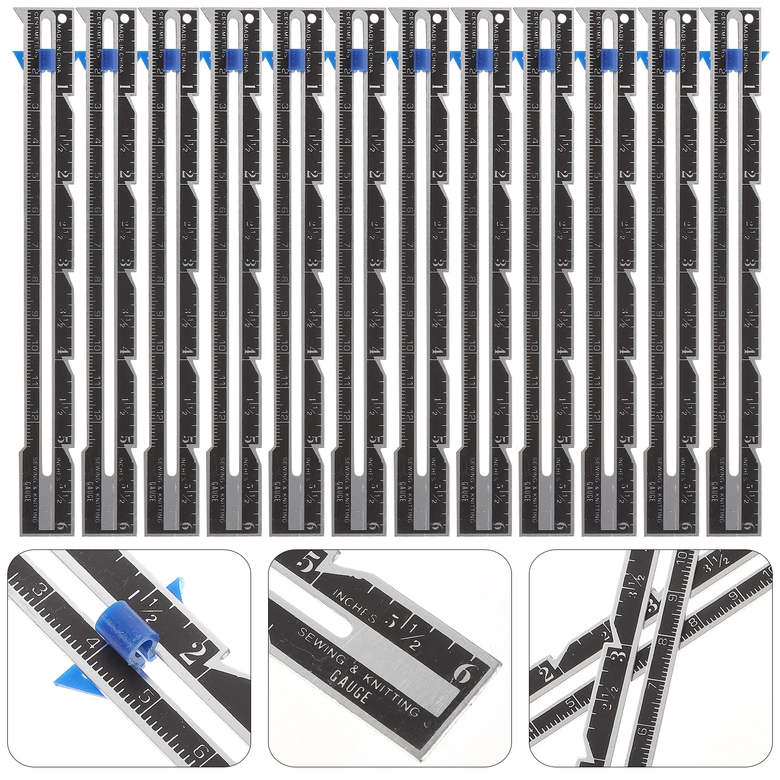 

12Pcs DIY Sewing Gauge Quilting Ruler Fabric Measuring Sliding Button Gauge Crafting Sewing Supplies for Beginner Knitting