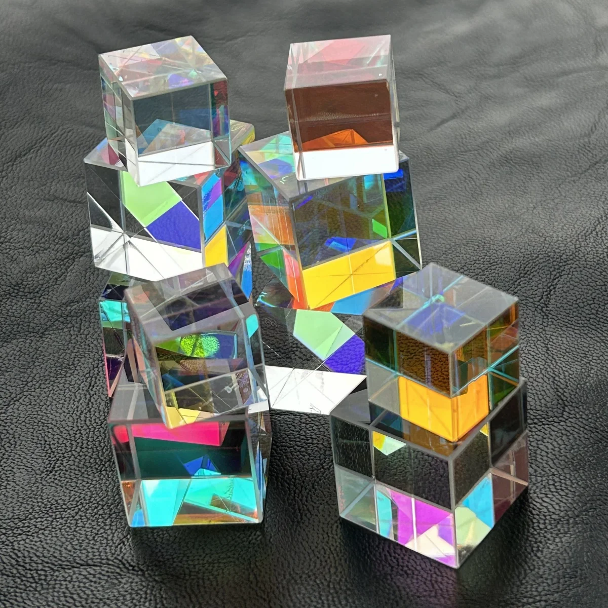 Damaged Optical Glass X-Cube Dichroic Cube Prism RGB Combiner Splitter Educational Physics Gift Toy Necklace Earrings DIY