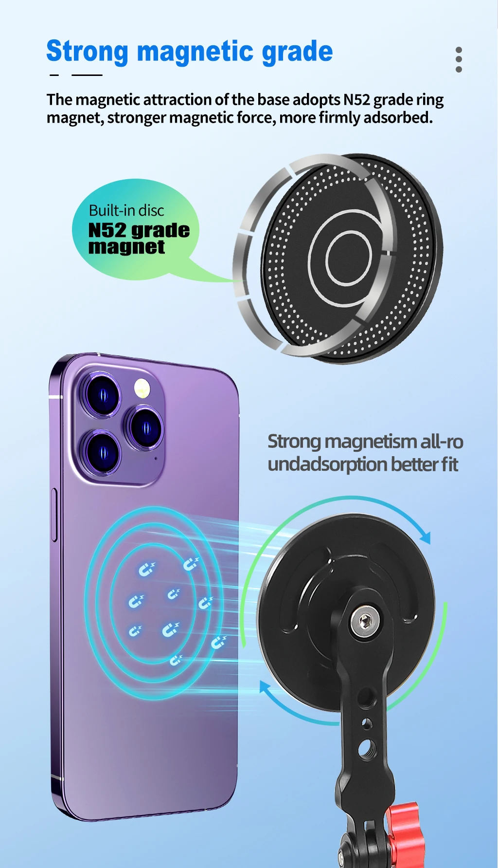 1/4 Halterung Magnetfuß Handyhalter Magnet Stativadapter für DJI OM7 7P OM6 OM5 Stabilisator für MagSafe iPhone 15 14 – Detail 29