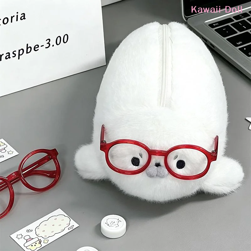 [DO]Funny Cute Seal Doll Pencil Case High Aesthetic Value Storage Bag Large Capacity Plush Stationery Bag School Supplies[DO] - view 6