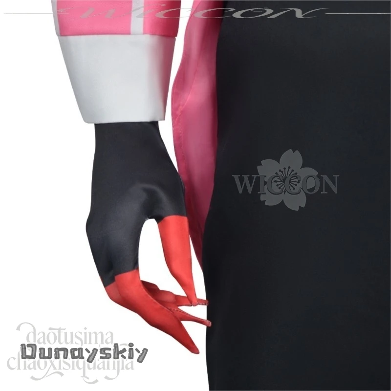 Hemera S @ راديو فستان جديد شيطان على تأثيري أنيمي شيطان على Se2 زي الوردي بدلة جميلة سترة القوس السراويل الباروكات قفازات الباروكات HalloweenCos #6