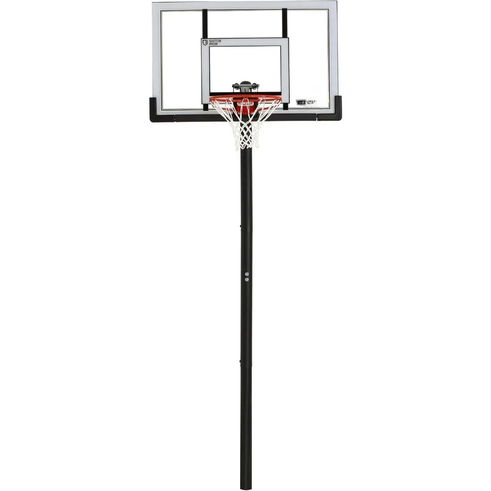 

In-ground Basketball Hoop (52-inch Polycarbonate) Adjustable,3-Piece Powder-coated Steel Round Pole
