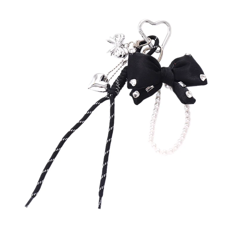 Cute Fashion Bow Pendant Keyring Versatile Nylon Rope Keychain Sweet Kawaii Mobile Phone Lanyard Backpack Decoration Gifts