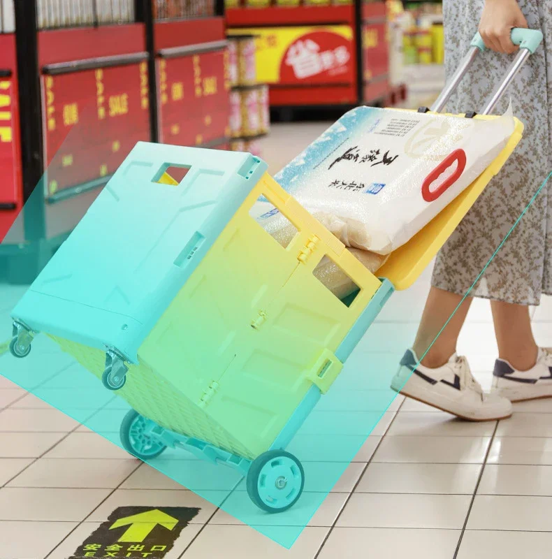 Small folding food supermarket 3 wheels climbing luggage carts foldable shopping trolleys