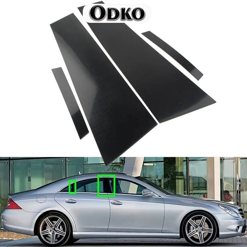 4Pcs Gloss Black Pillar Post Fit For MERCEDES CLS C219 2006 2007 2008 2009 2010 2011 Door Side Window Decor Cover Accessories