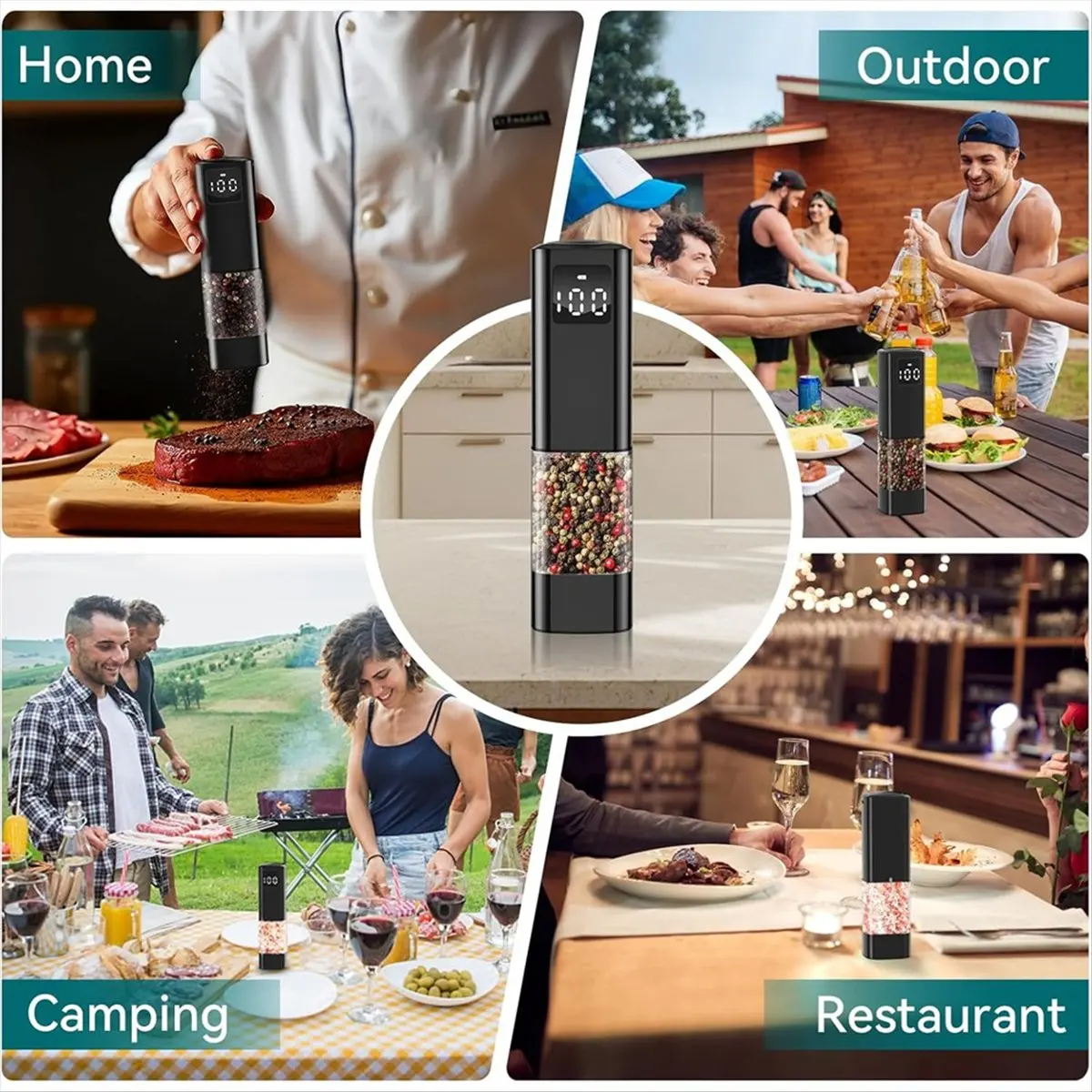 

Persevering- Electric Salt and Pepper Grinder Set with Digital Display,Automatic Salt Pepper Mill Grinder Adjustable Coarseness