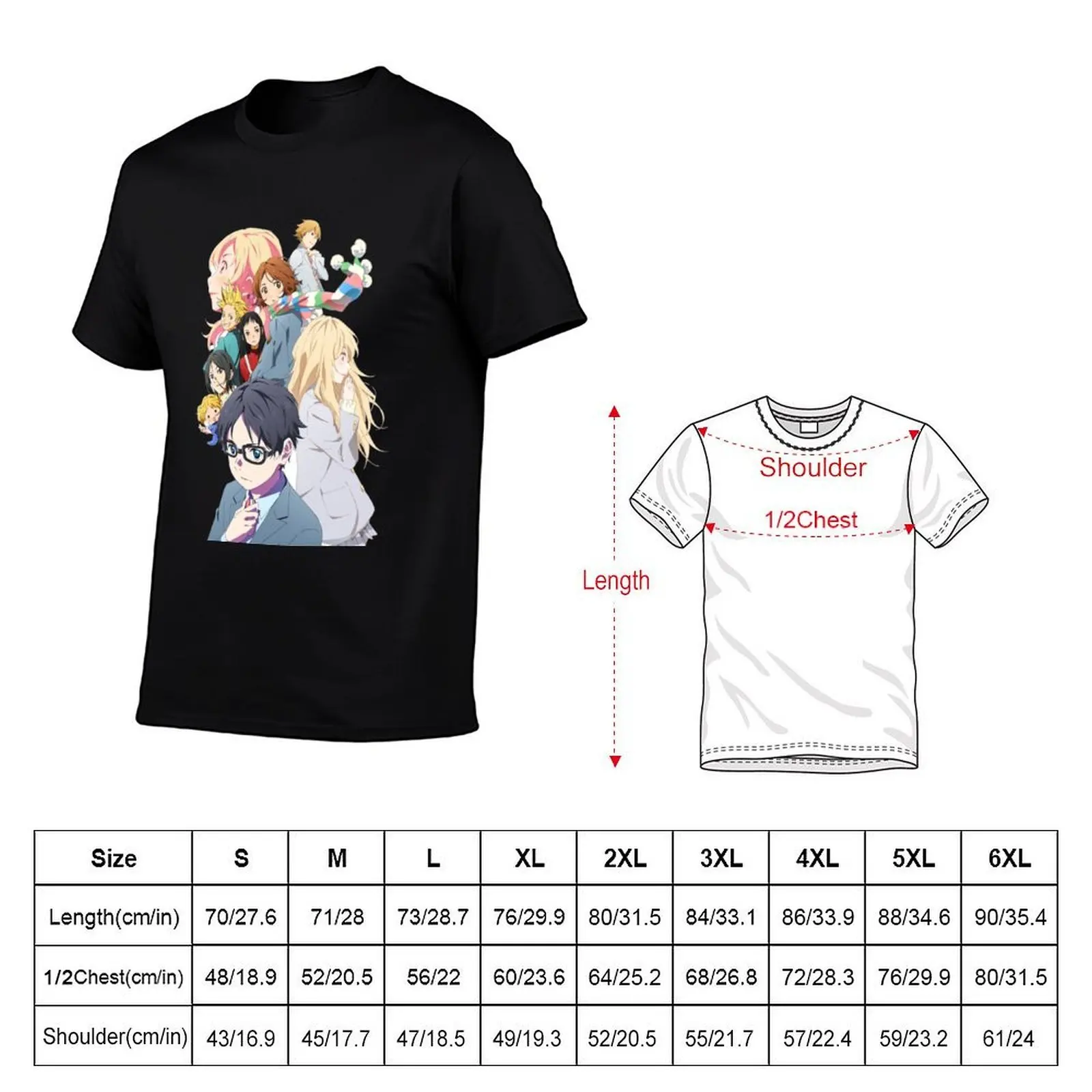 Your Lie in April T-Shirt Outdoor Work Short Sleeve Top
