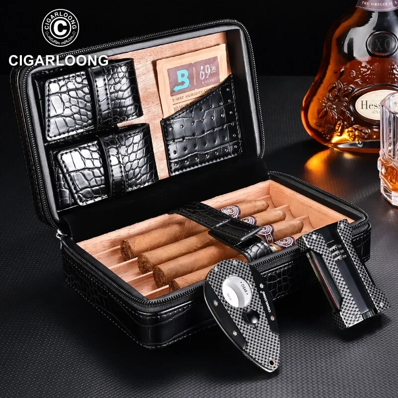 Cow Leather Cigar Box, Multifunctional Set, Travel, Portable, Moisturizer