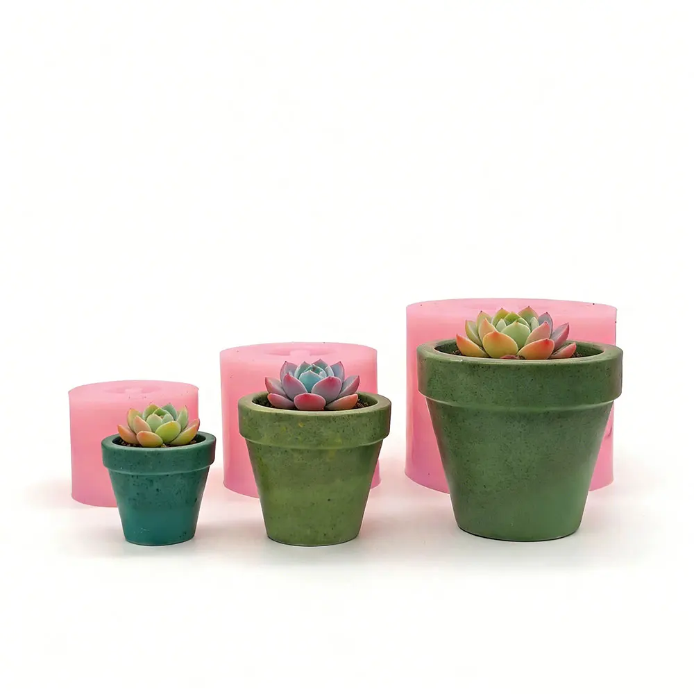 

Mini Succulent Planter Silicone Mold Set Cement Plaster Concrete Terrazzo Epoxy Resin Pots DIY Desk Decor Gift