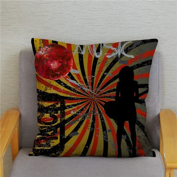 Home Decor Rock Music Print Pillowcases Bedroom Cushion Covers