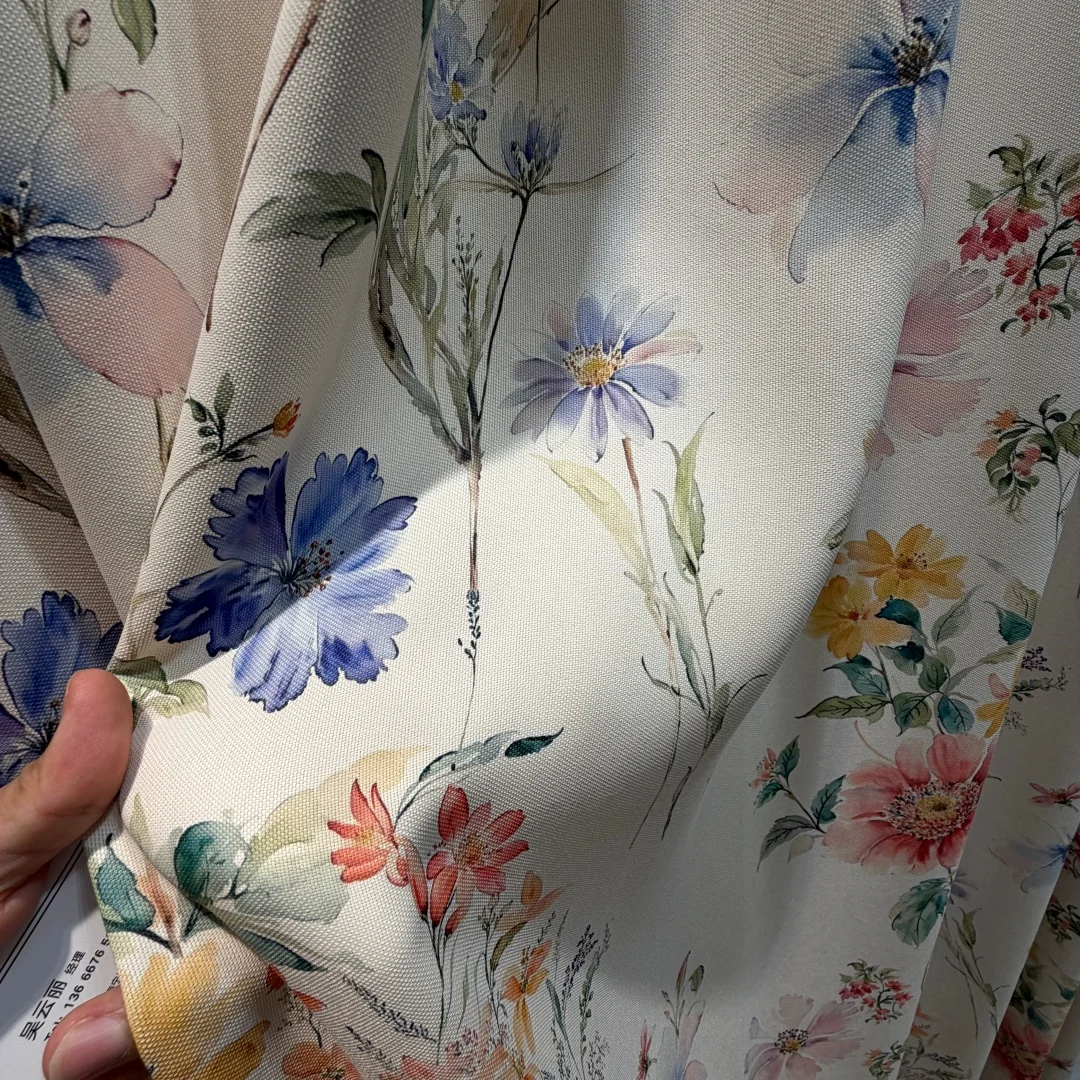 FloralPrintCurtain,WatercolorVintageFlowerPatternBlackoutCurtain,SoftPolyesterFabricWindowDrapesForLivingRoomBedroomHomeDecor
