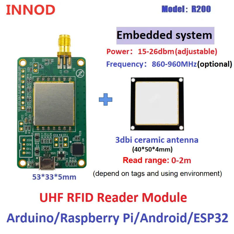 Ardunio-Módulo lector UHF RFID, Wifi, Bluetooth, RFID, UHF, 915Mhz, TTL, Uart, para Raspberry Pi Board, sistema integrado