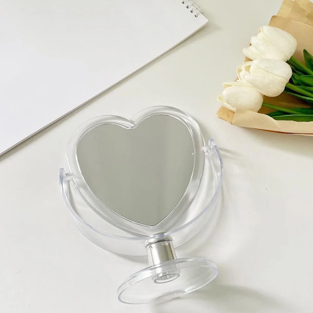 กระจกแต่งหน้ารูปหัวใจ ดีไซน์เรียบง่าย สง่างาม กระจกตั้งโต๊ะ ฐานมั่นคง ให้ลุคแต่งหน้าที่ชัดเจน ของตกแต่งโต๊ะเครื่องแป้ง ของขวัญ