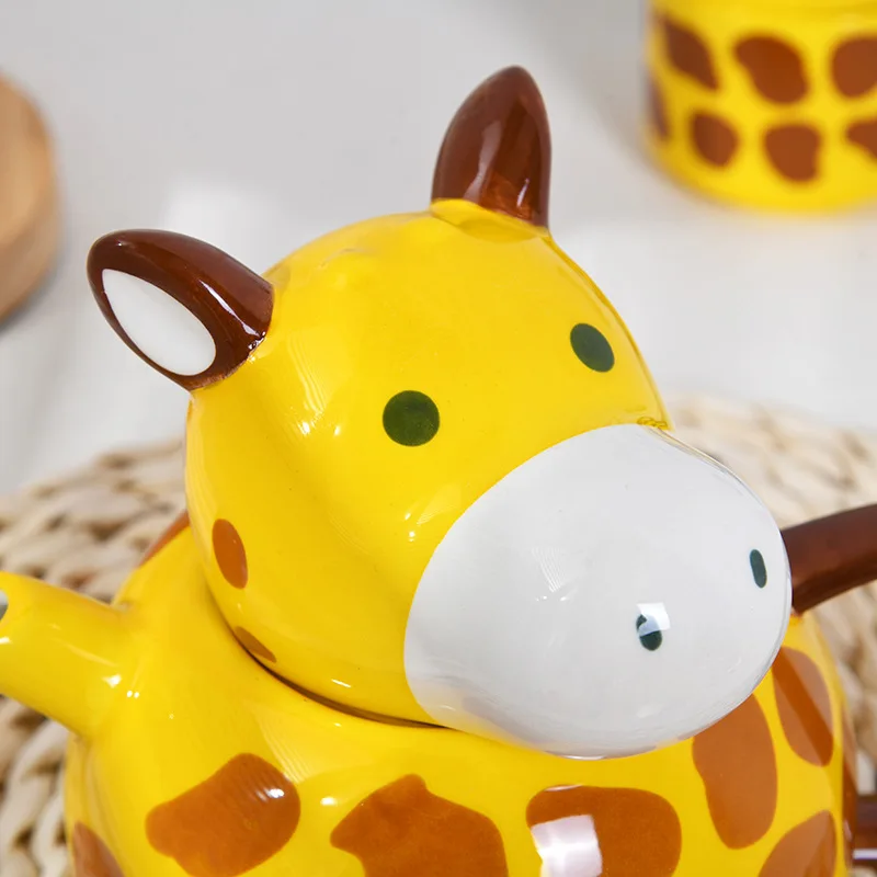 Giraffe Ceramic Coffee Cup Pot Set Cartoon Animal Decoration Mug Creative Giraffe Kettle Breakfast Cup Gift Home Decoration New