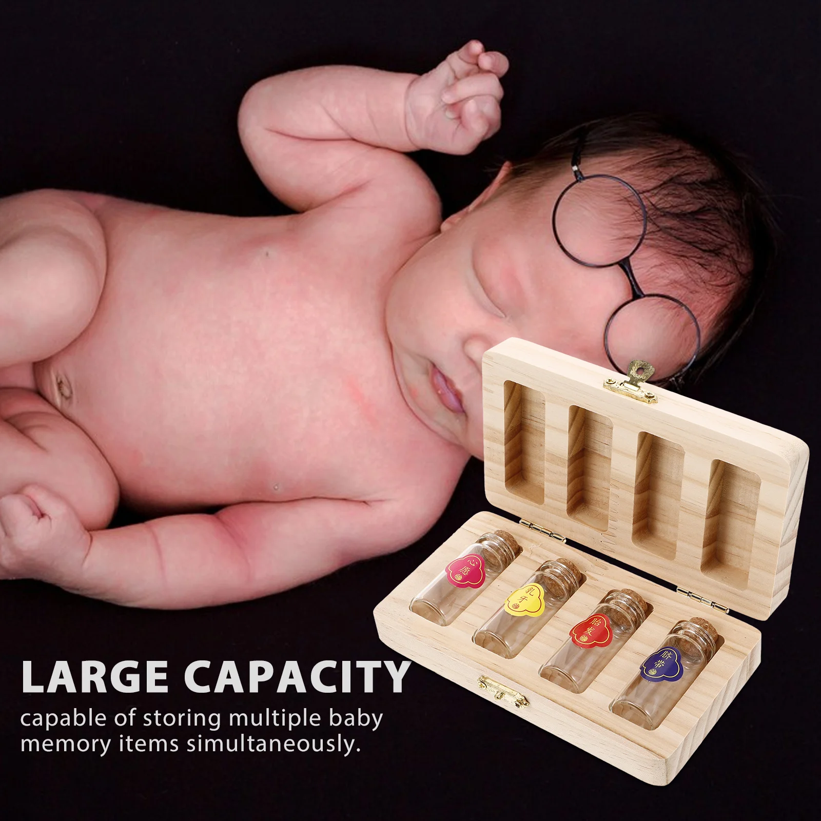 مجموعة واحدة من صندوق تذكار الطفل، حقيبة تخزين الحبل السري لشعر الجنين، قصة شعر أولى، حاوية معلم لحديثي الولادة، تذكار #6