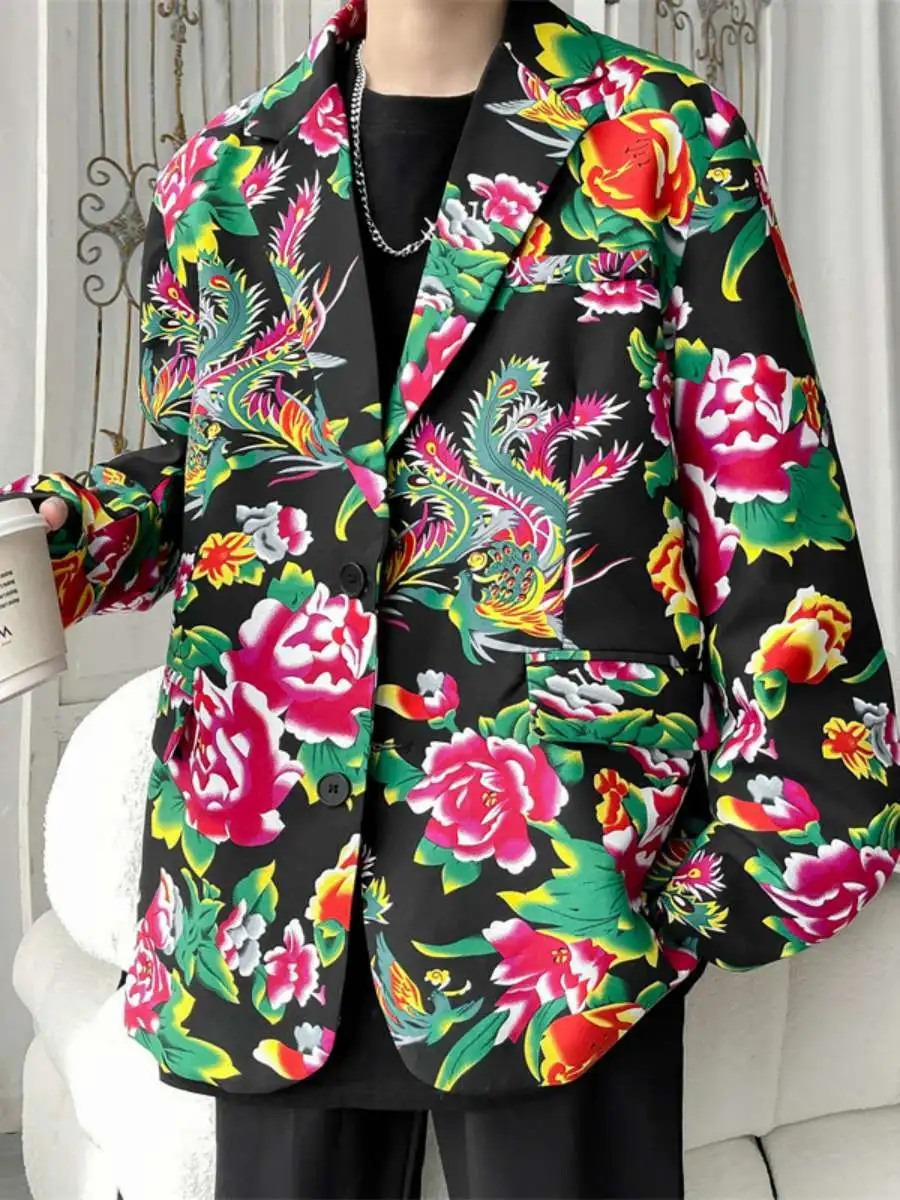 

Свободная верхняя одежда с цветочным принтом в стиле весенней моды, молодежная, с крупным цветочным узором, повседневная, для весенне-осеннего сезона