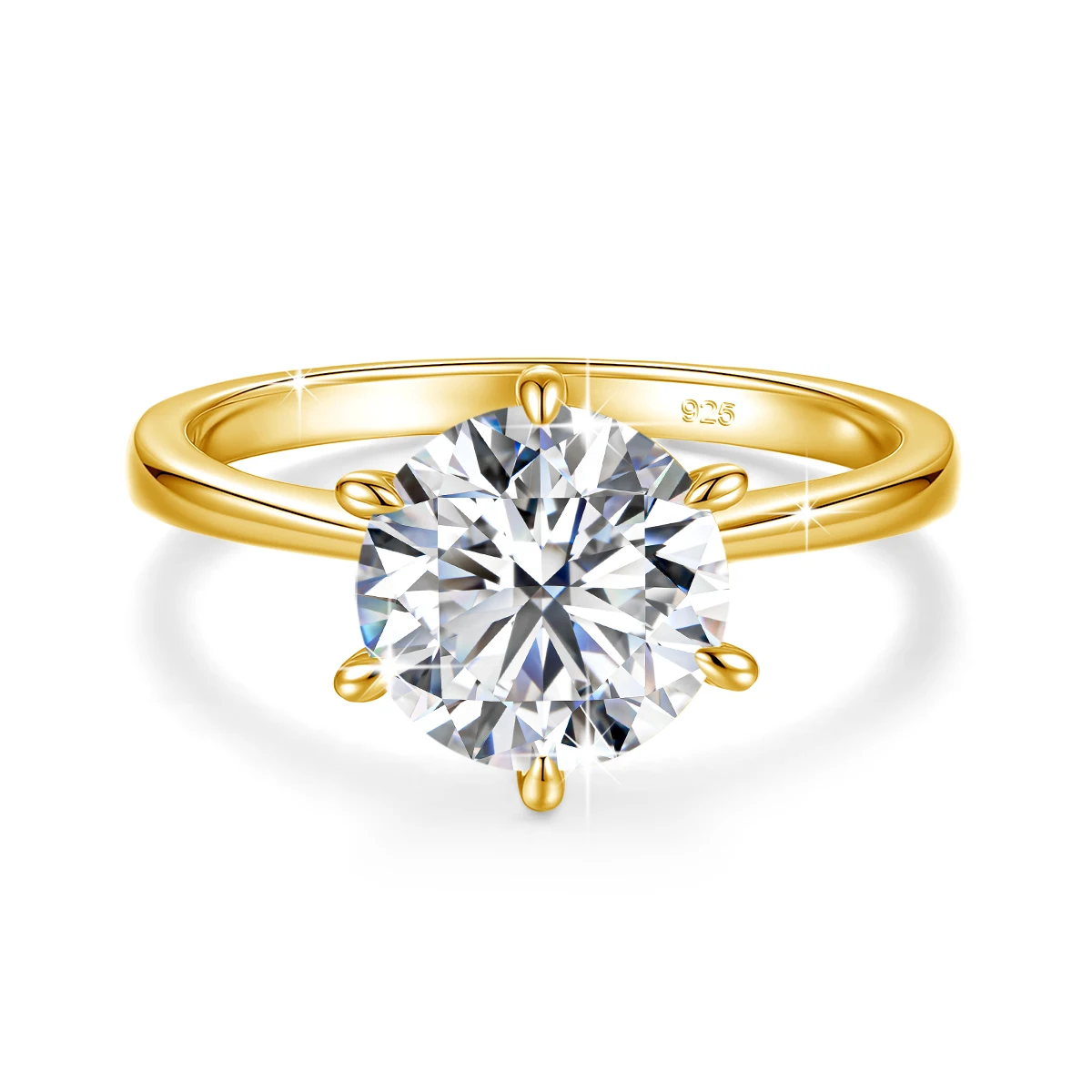 9mm 3ct Moissanit-Ehering mit sechs Krappen, 925 Sterling Silber Verlobungsringe für Frauen, Schmuck für Jubiläen, Partys und Bankette – Detail 2