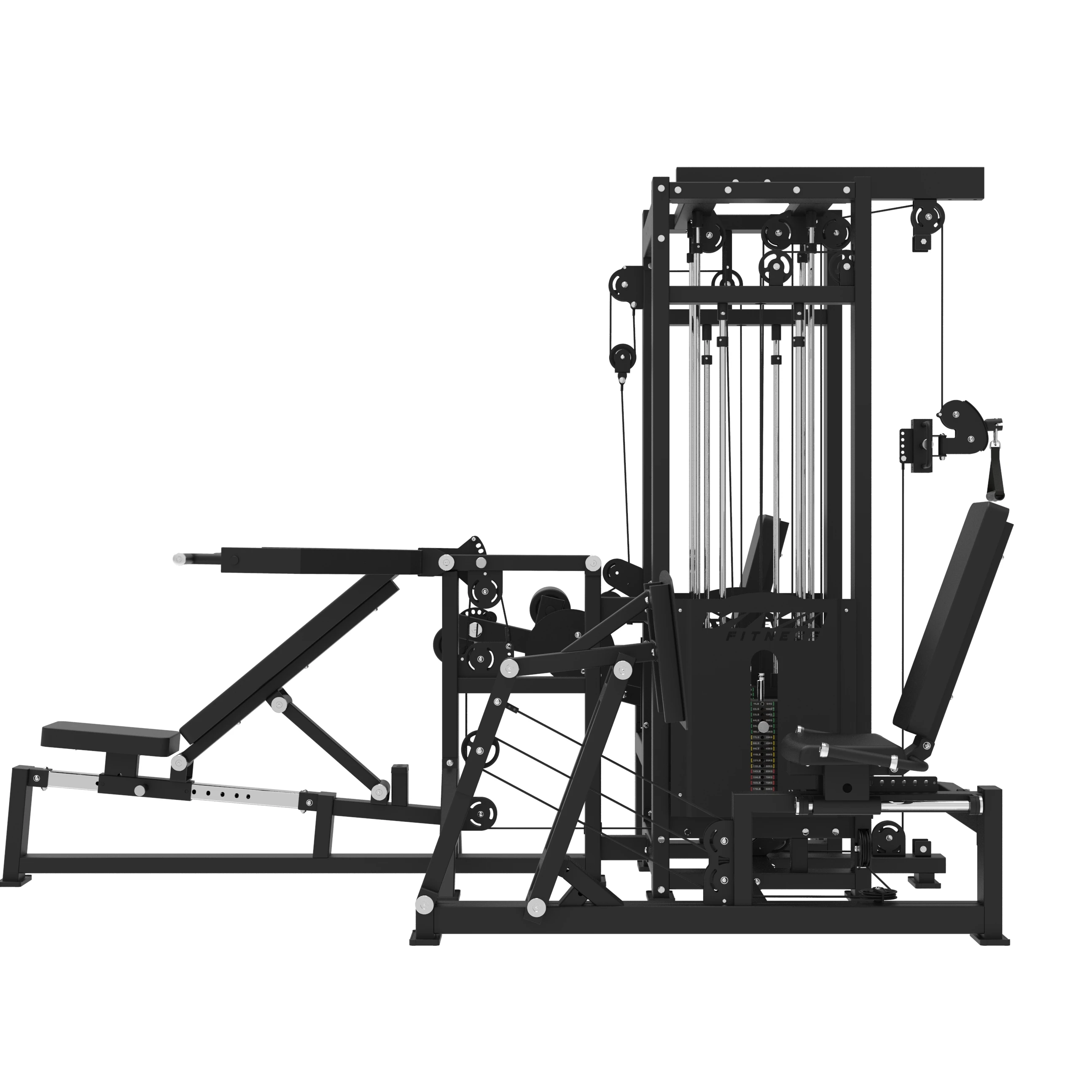 Multifunctionele 4-station beenpers krulverlenging borst oefenmachine