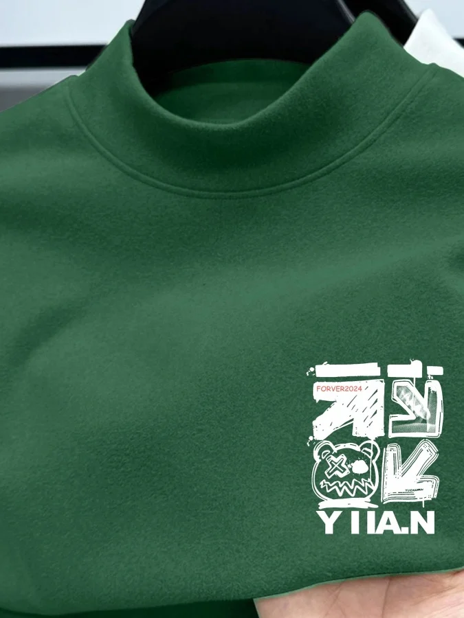 

Faionable американская брендовая футболка с воротником f High Ne Warm Velvet Base irt Осень Зима Длинный свеч с термопринтом...