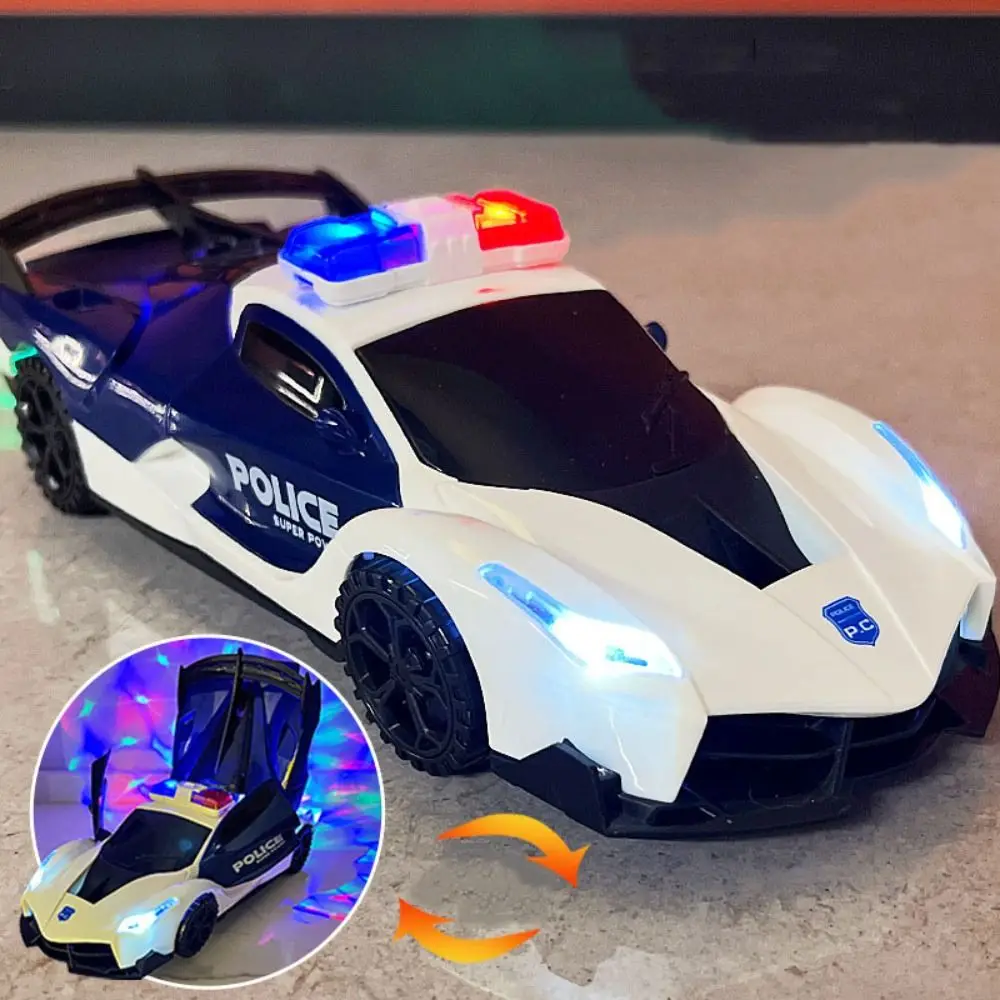 

Transform Vehicle 360° Rotating Police Car Toy Music Sound Omnidirectional Driving LED Light Police Car Toy Portable Automatic