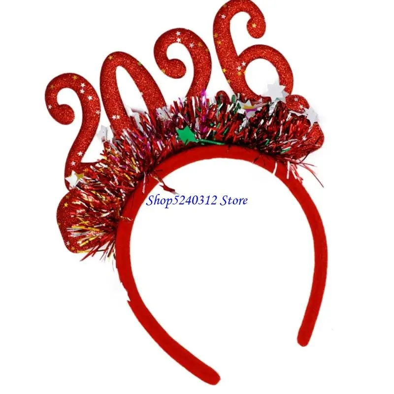 634C 새해 2026 헤어 밴드 헤드 액세서리 반짝이는 축제 이벤트 필수품을위한 편안한 파티 헤드 피스