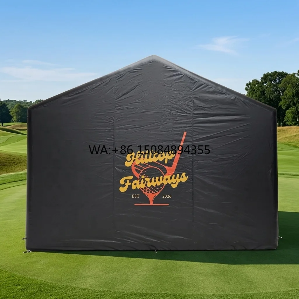 Portable Outdoor Home Custom Printed Golf Impact Screen Golf Simulator Enclosure Inflatable Golf Tent Game