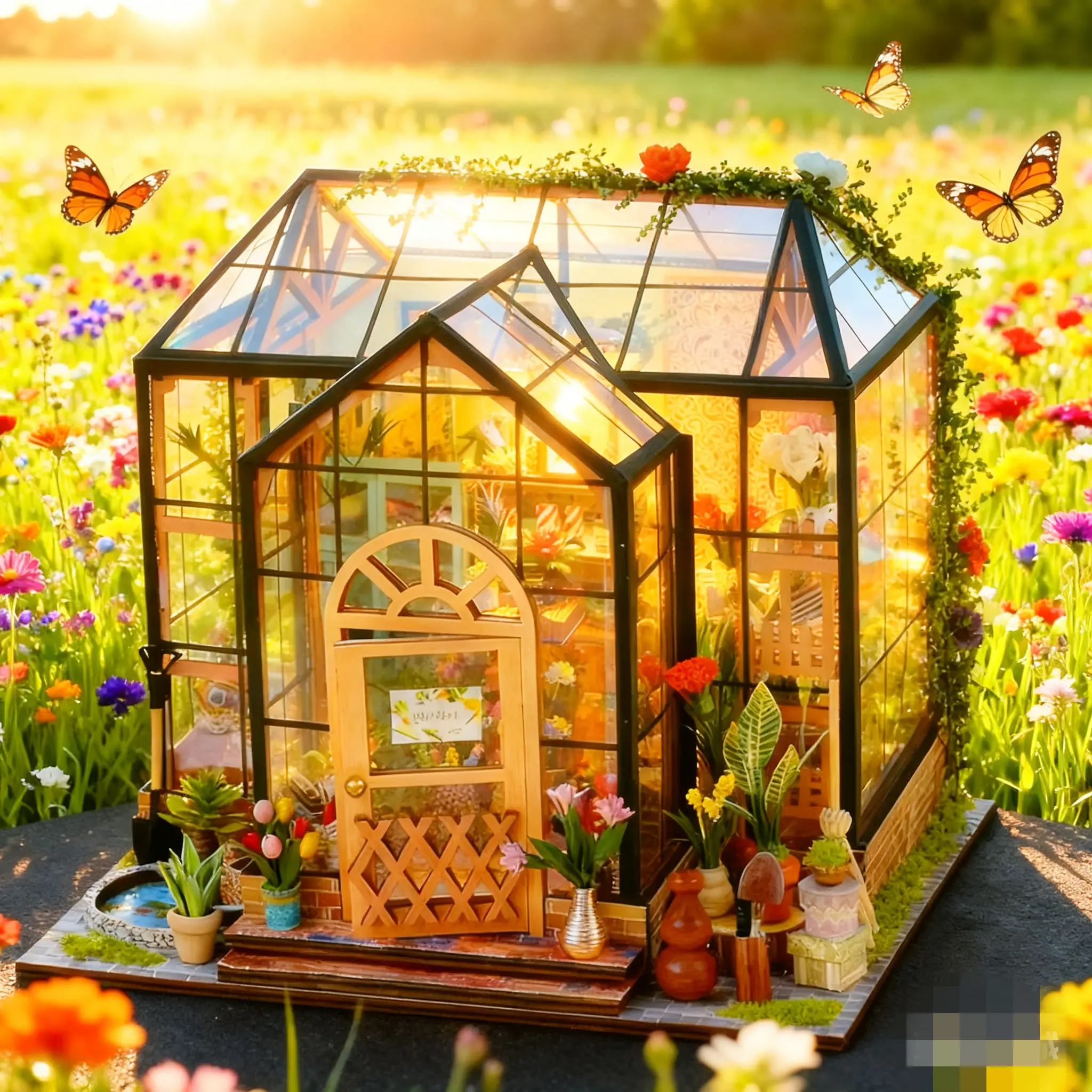 Novo kit de modelo 3D DIY Jenny's Greenhouse - decoração de mesa de montagem artesanal, presente perfeito para namoradas e aficionados