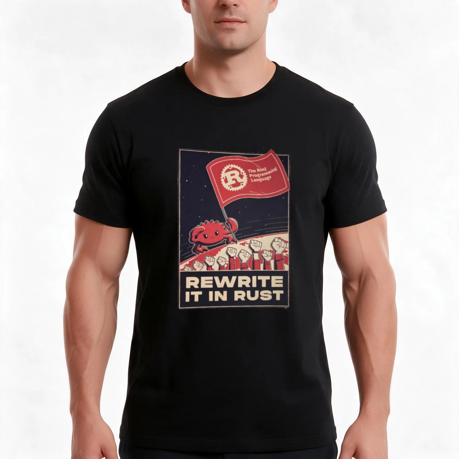 rewrite it in rust the rust programming language T-Shirt, Summer Casual Cotton Tee, Oversized Streetwear Tops, Unisex Men Women