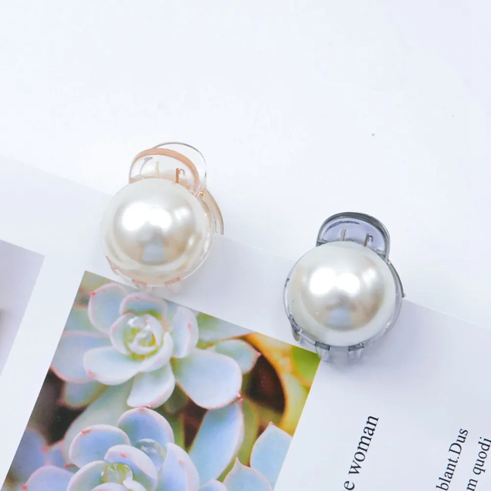 

5Pcs Pearl Hair Claw Clips Mini Design Macarons Grip for Bangs Ponytail Party Birthday Photo Prop Accessories