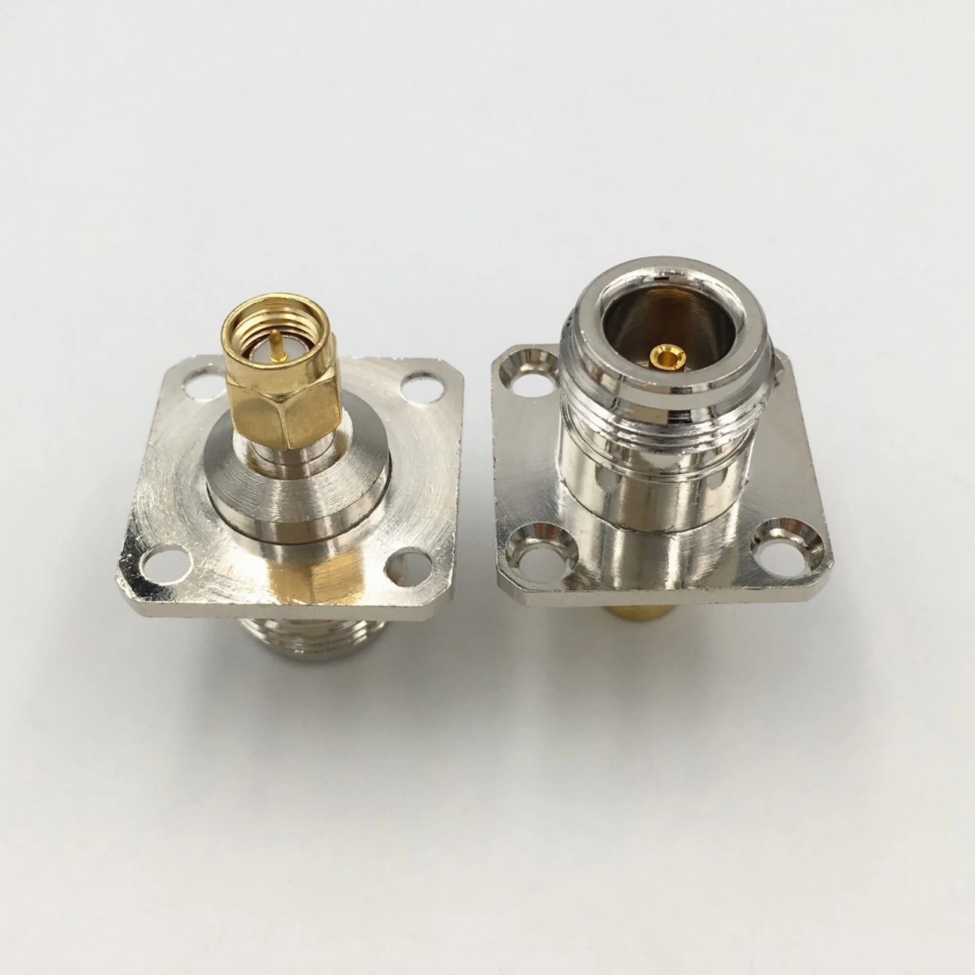 20 piezas N hembra a SMA macho conector de Panel de brida de 4 agujeros N SMA conector de soldadura Coaxial RF adaptador Coaxial de montaje en chasis N/SMA-KJF