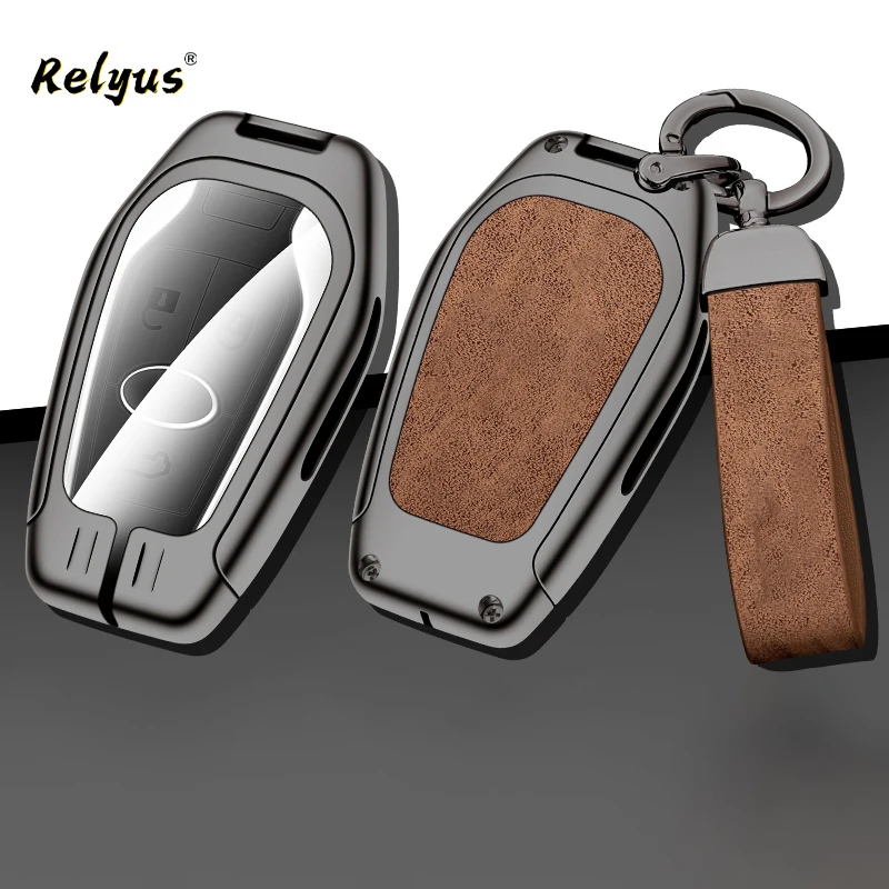 New Zinc Alloy Leather Car Remote Key Case Cover Holder Fob Protector Shell for Southeast DX3 DX7 Braun Car Interior Accessories